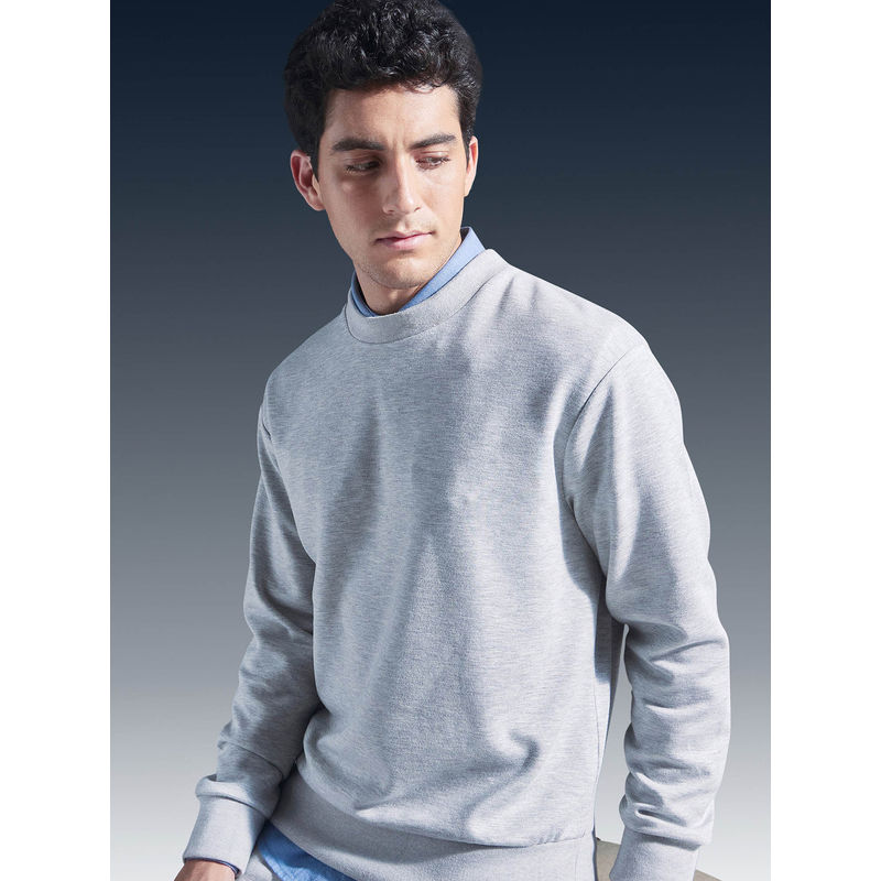 Rare Rabbit Renzi Melange Grey Plain Sweatshirt (XS)