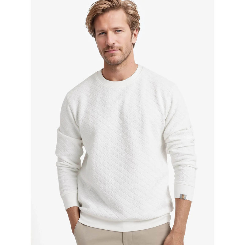 Rare Rabbit Sheild Off White Textured Sweatshirt (M)