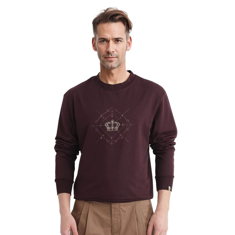 Rare Rabbit Tarol Maroon Graphic Sweatshirt (S)