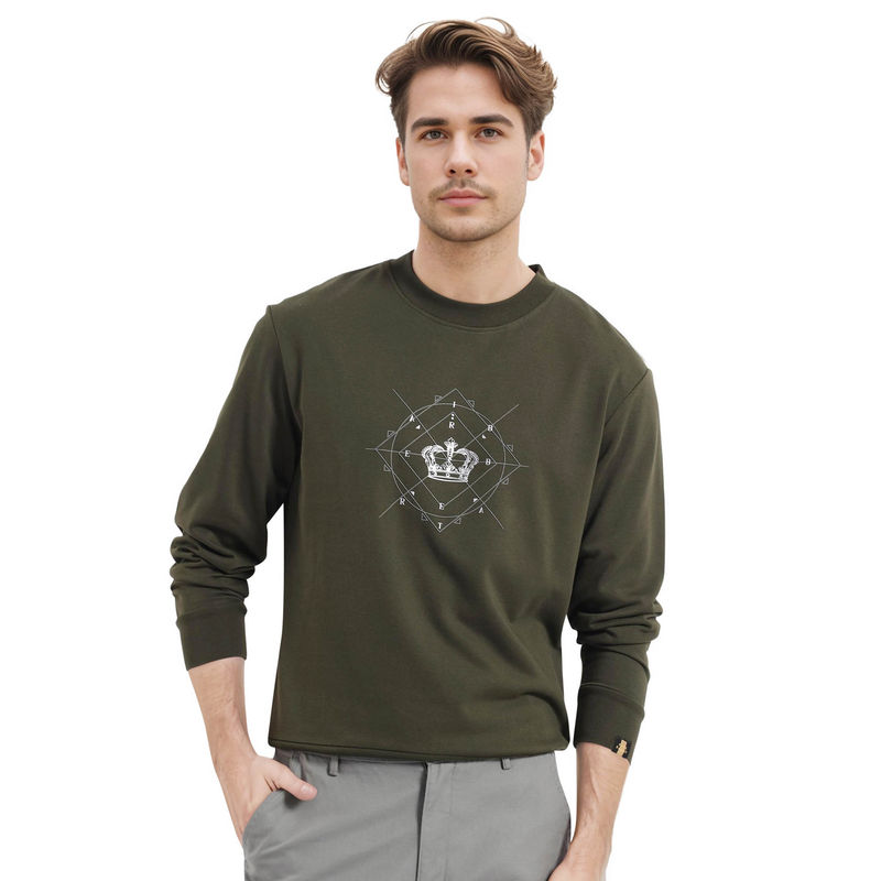 Rare Rabbit Tarol Olive Graphic Sweatshirt (M)