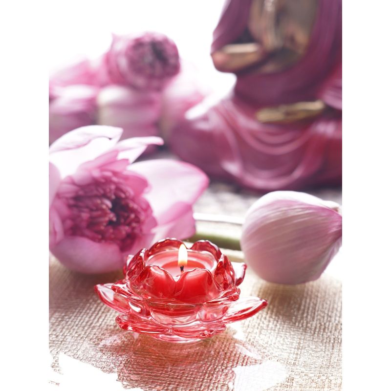 Buy Pure Home + Living Red Glass Lotus Shaped Tealight Holders (Pack of