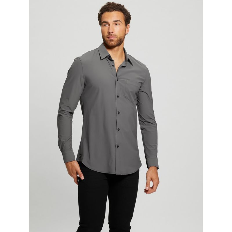 Guess Grey Solid Shirt (2XL)