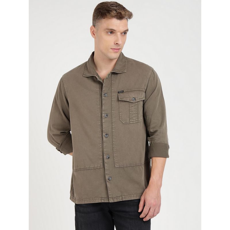 Guess Brown Solid Shirt (M)