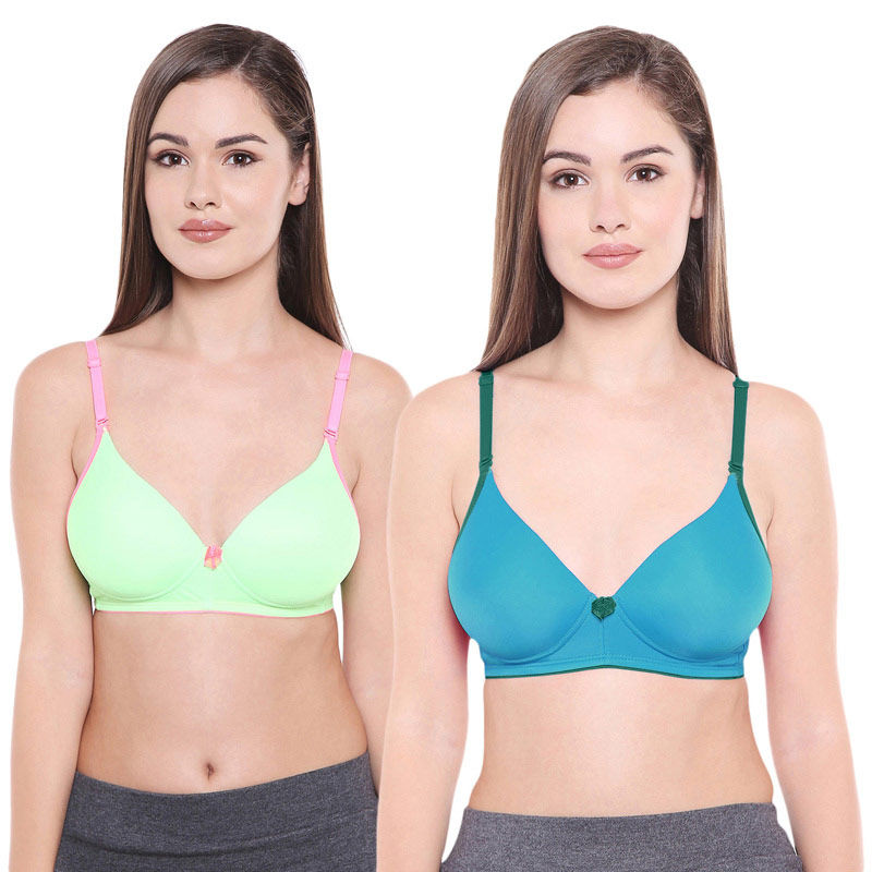 Bodycare Pack Of 2 Premium Padded Bra - Naughty Green & Peacock Blue (38B)