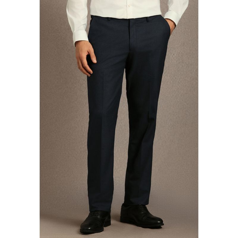 Louis Philippe Charcoal Textured Slim Fit Trousers (30)