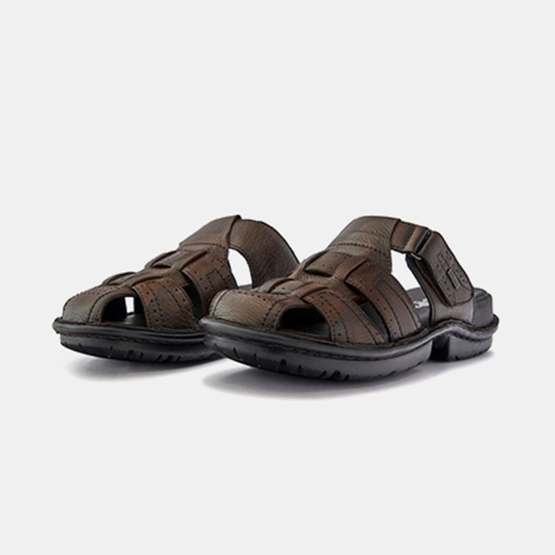 BUCKAROO New Reef Genuine Leather Tan Casual Closed Sandal for Men (UK 10)