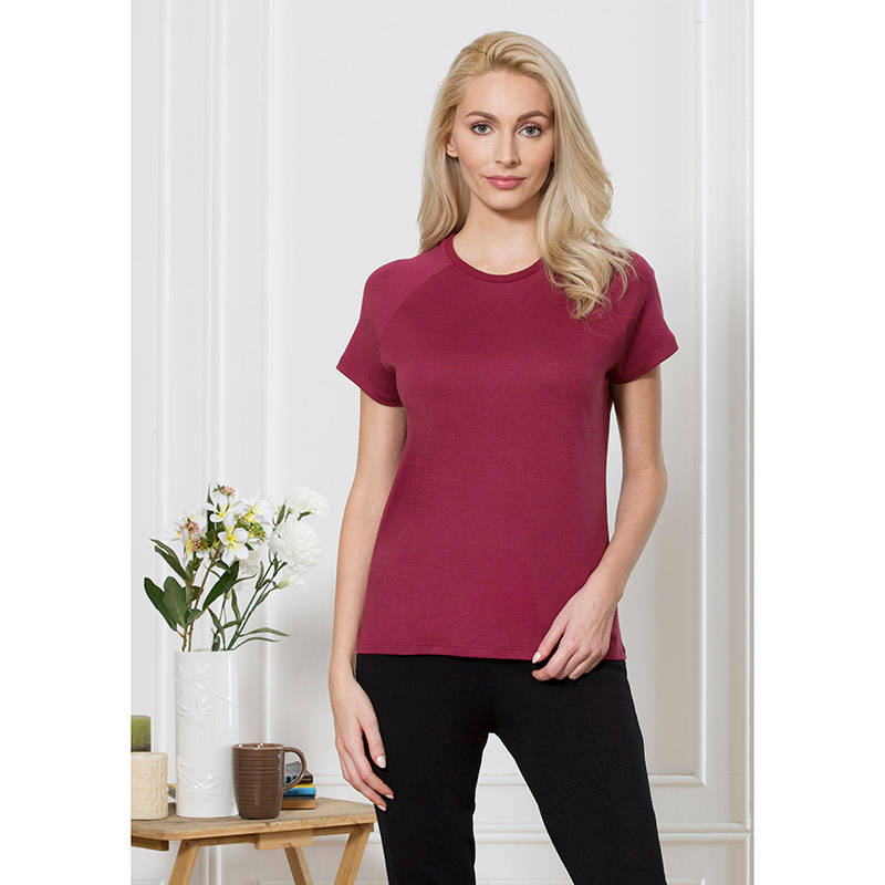 Van Heusen Women Round Neck & Short Sleeve Lounge T-Shirt - Burgundy Base (L)