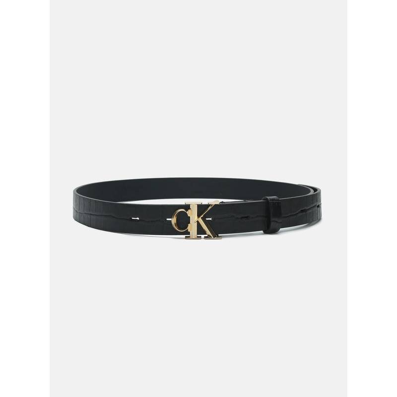 Calvin Klein Solid Black Leather Slim Belt (75)