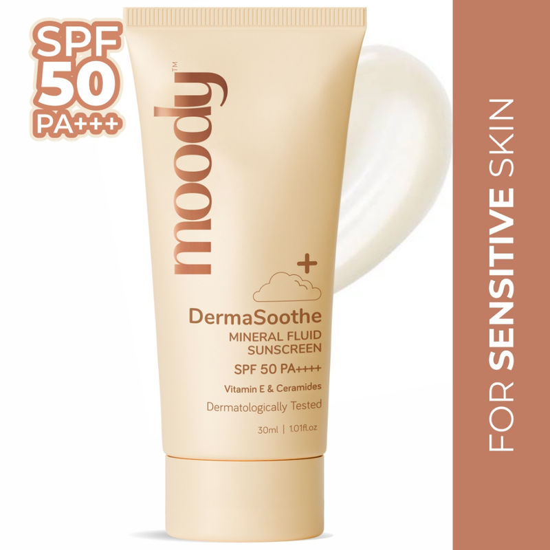 Moody Sensisoothe Mineral Sunscreen SPF 50 PA++++ With Rice Water & Ceramides For Senstive Skin