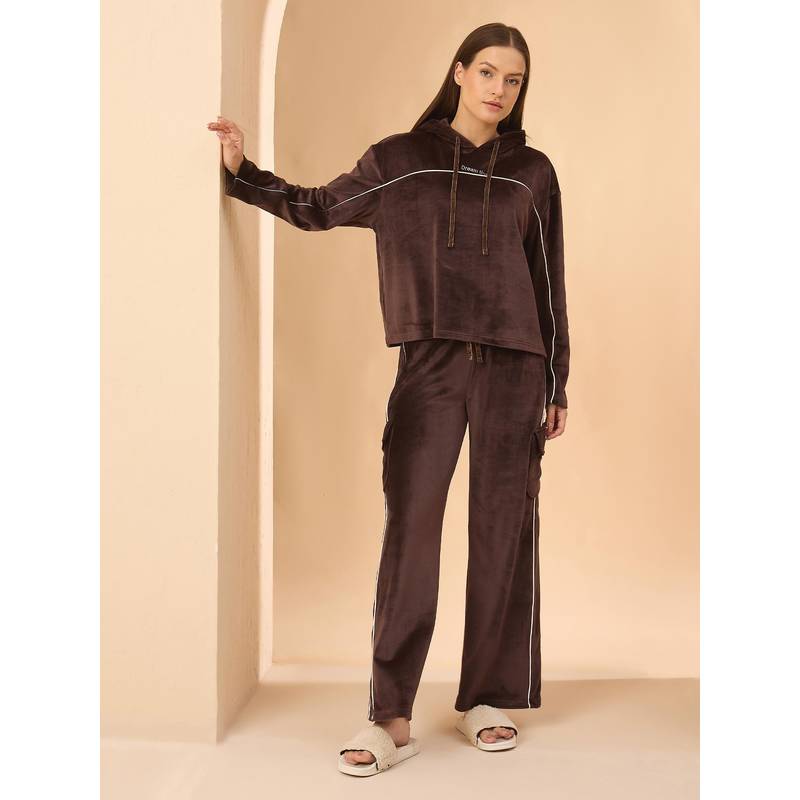 Sweet Dreams Womens Solid Nightsuit Brown (M)