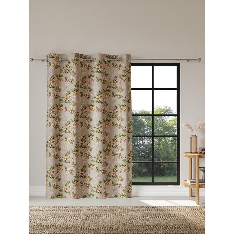 Ddecor Live Beautiful Readymade Eyelet Door Curtain, Beige (9 feet)