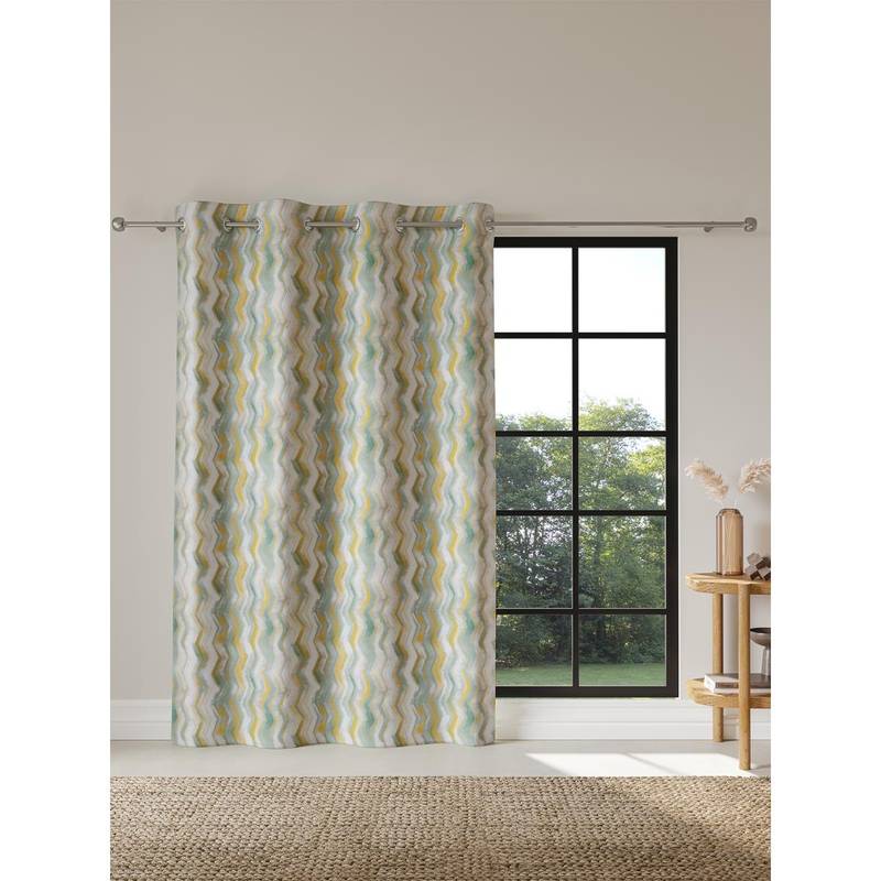Ddecor Live Beautiful Readymade Eyelet Door Curtain, Blue (7 feet)