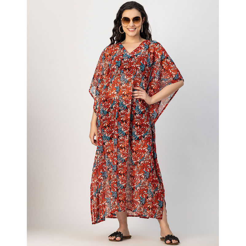 Maya Tie Dye Kimono robe, black kaftan kimono - Beach Kimono | Coco De Chom