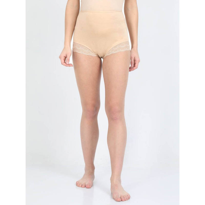 The Mom Store Maternity Over belly High Waist Lace Panty-Beige (M)