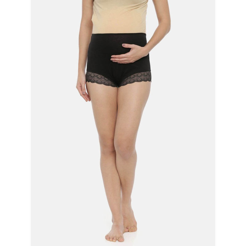 The Mom Store Maternity Over belly High Waist Lace Panty-Black (S)