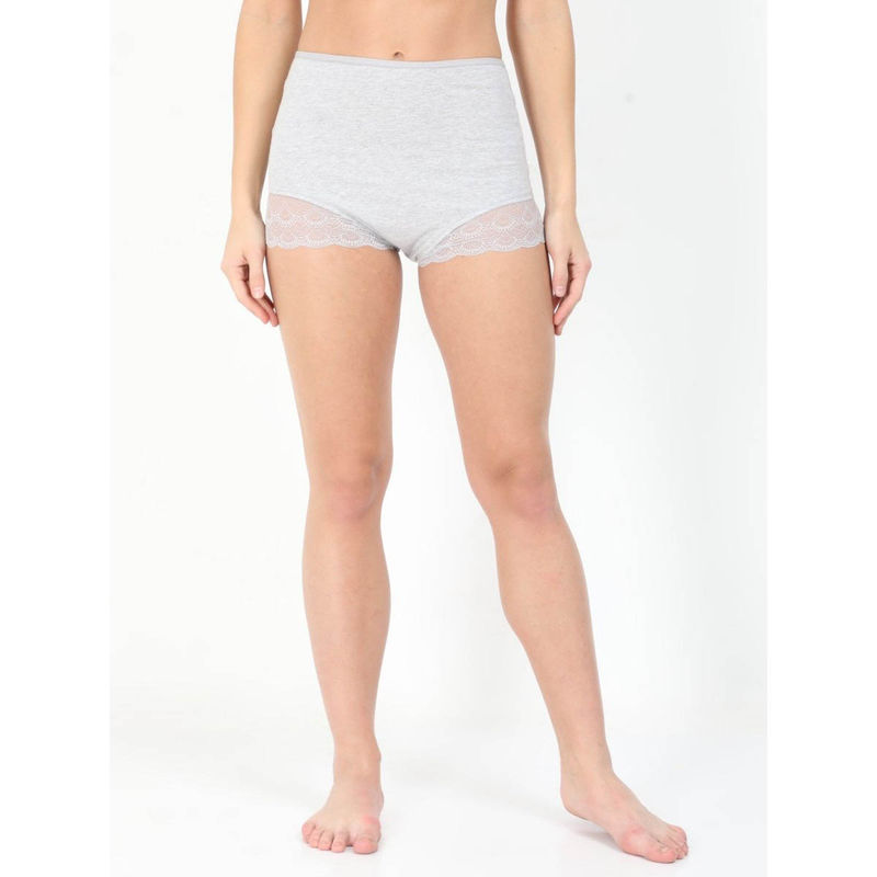 The Mom Store Maternity Over belly High Waist Lace Panty-Gray (M)