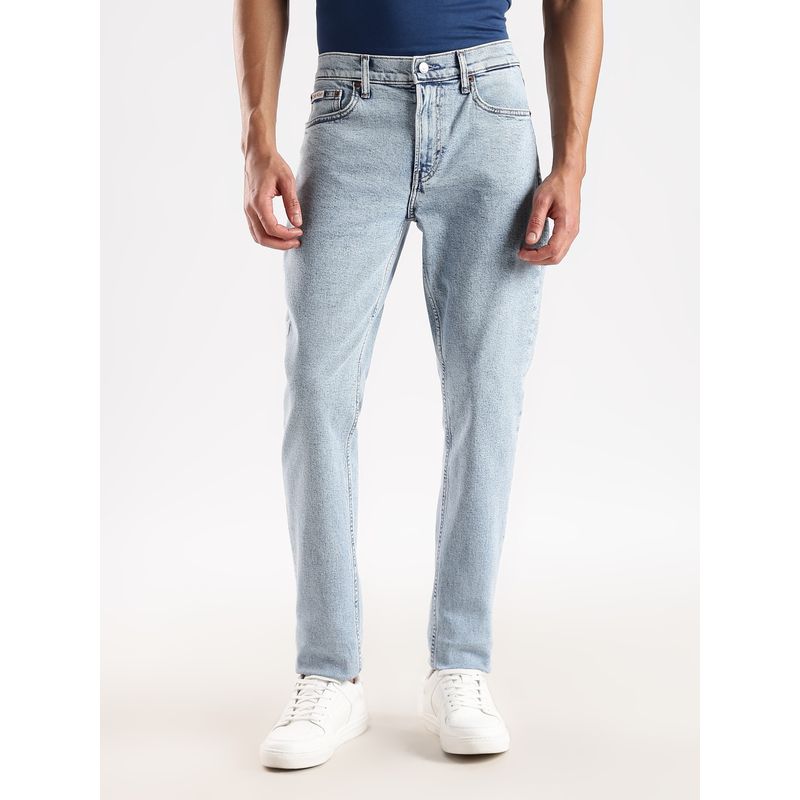 Calvin Klein Jeans Men Slim Fit Mid-Rise Light Fade Blue Jeans (32)