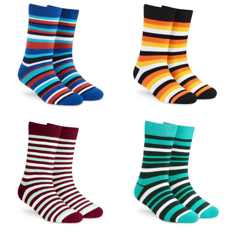 Dynamocks Men & Women Crew Length Socks, Pack Of 4 Pairs MultiColor