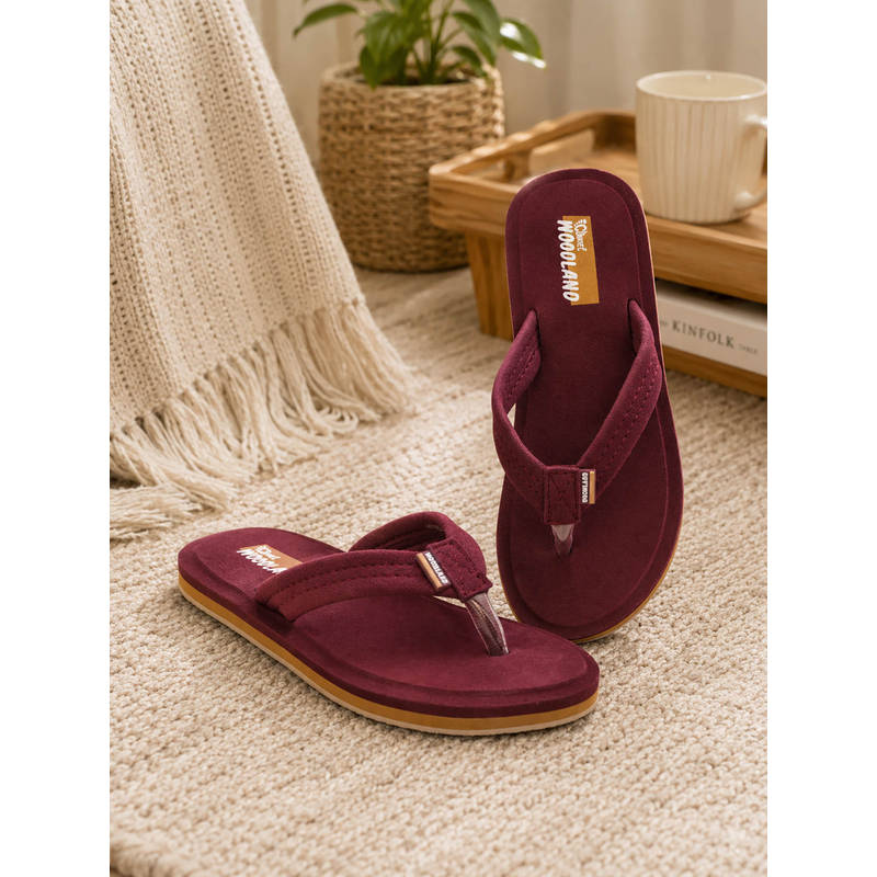 WOODLAND Comfortable Soft Sole Lightweight Home Wear Maroon Flipflop For Womens (EURO 36)