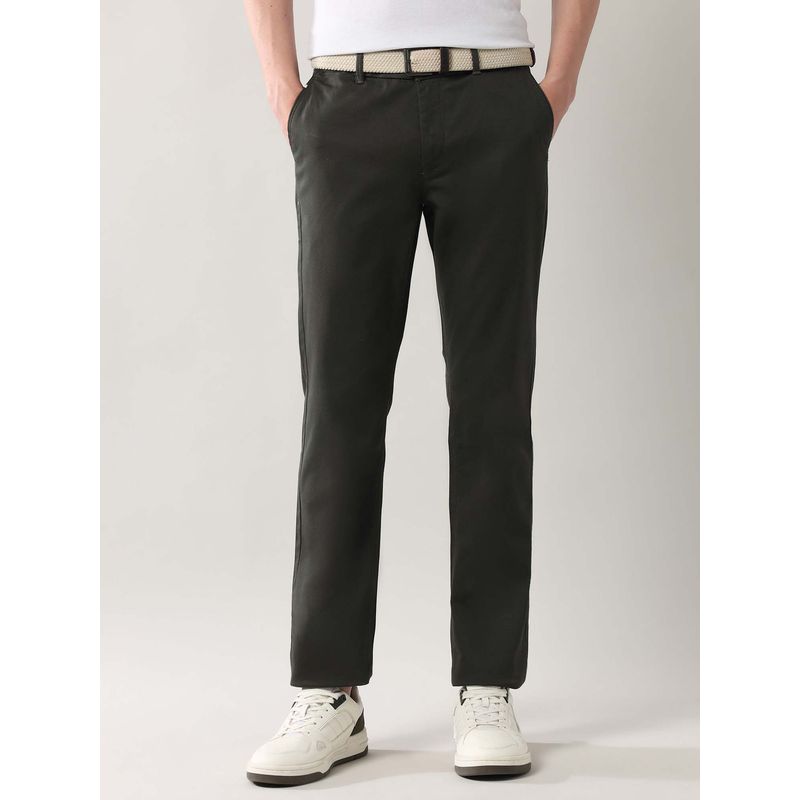 Arrow Sports Men's Green Textured Autoflex Casual Trouser (32)