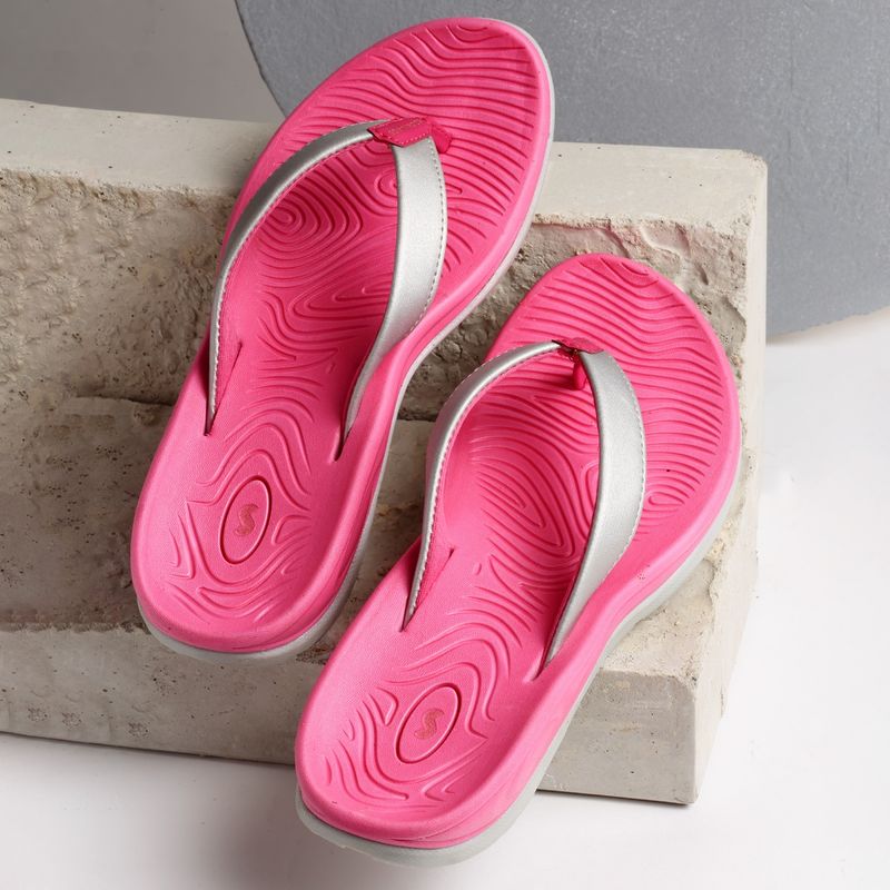 SOLETHREADS Sera Pink Solid Women Flip Flops (UK 4)