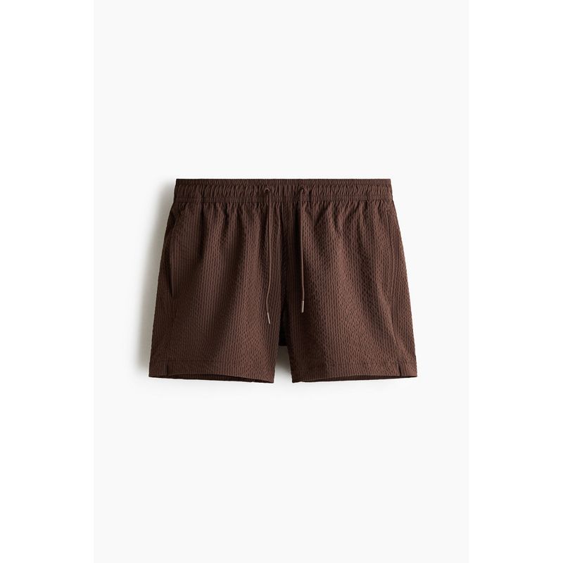 Buy H&M Men Brown Seersucker swim shorts Online