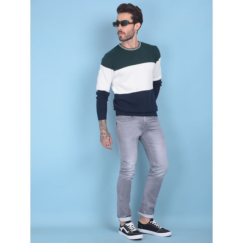 CRIMSOUNE CLUB Mens White Printed Sweater (XL)