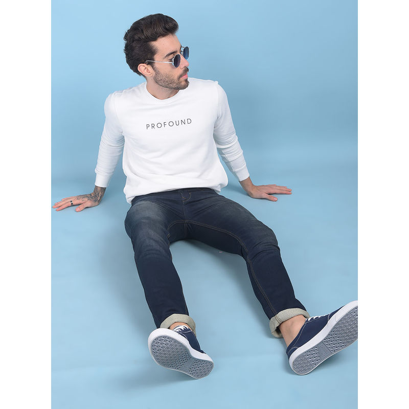 CRIMSOUNE CLUB Men White Printed Sweatshirt (XL)