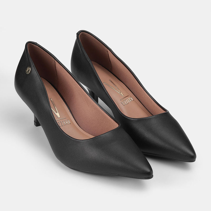 Vizzano Womens Black Kitten Heel Pumps (EURO 36)
