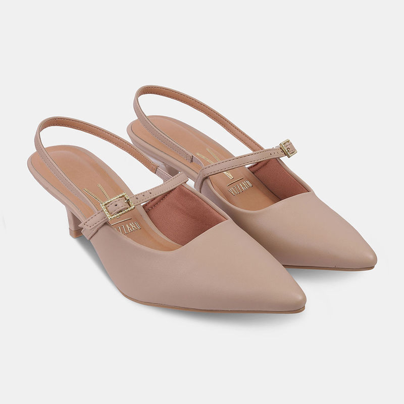 Vizzano Womens Beige Slingback Sandal Heels (EURO 37)
