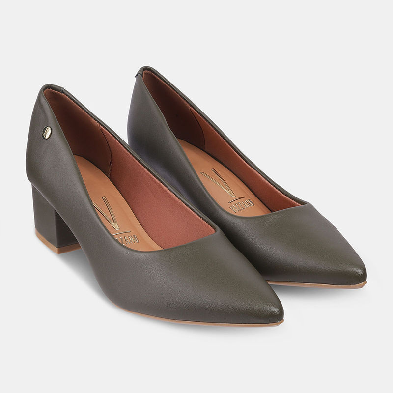 Vizzano Womens Classic Olive Block Heel Pumps (EURO 36)