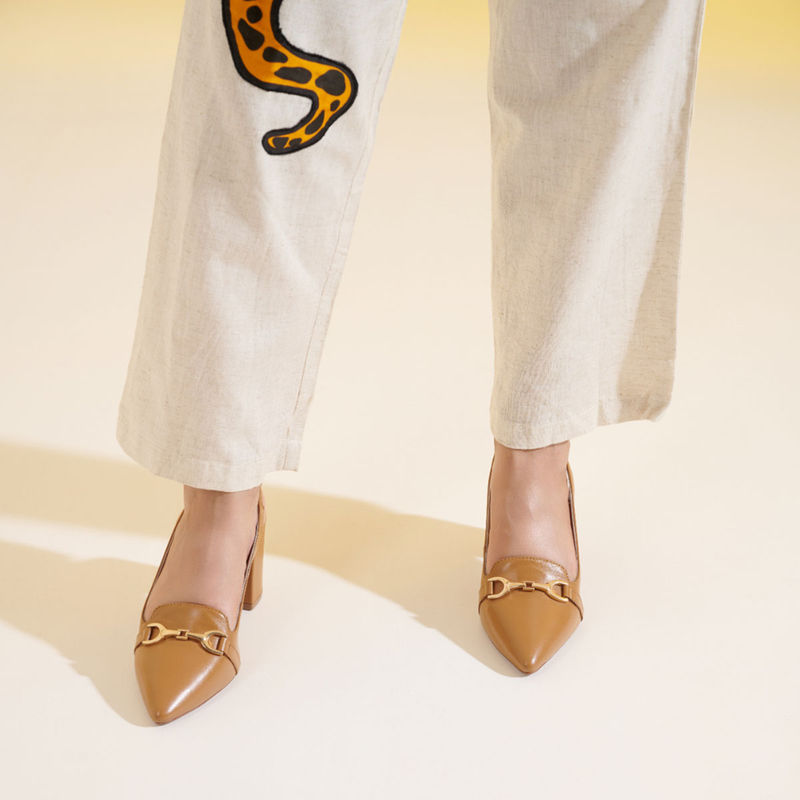 MIORAH Tan Leather Sandal Heels (EURO 36)