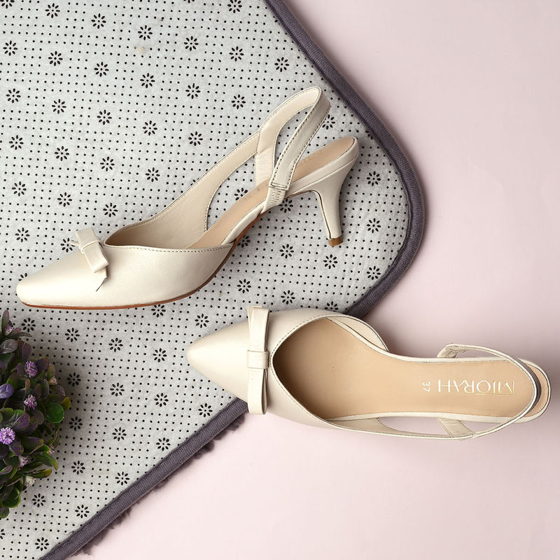 MIORAH White Leather Sandal Heels (EURO 36)