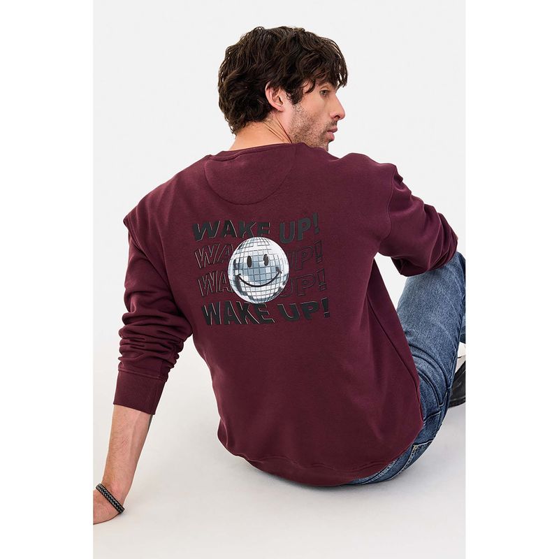 Snitch Burgundy Typography Regular Fit Sweatshirt (S)