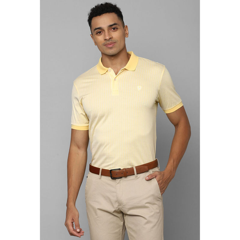 Allen Solly Mens Yellow Stripe Collar Neck Polo T-Shirt (S)