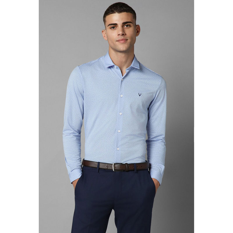 Allen Solly Mens Blue Slim Fit Print Full Sleeves Formal Shirt (38)