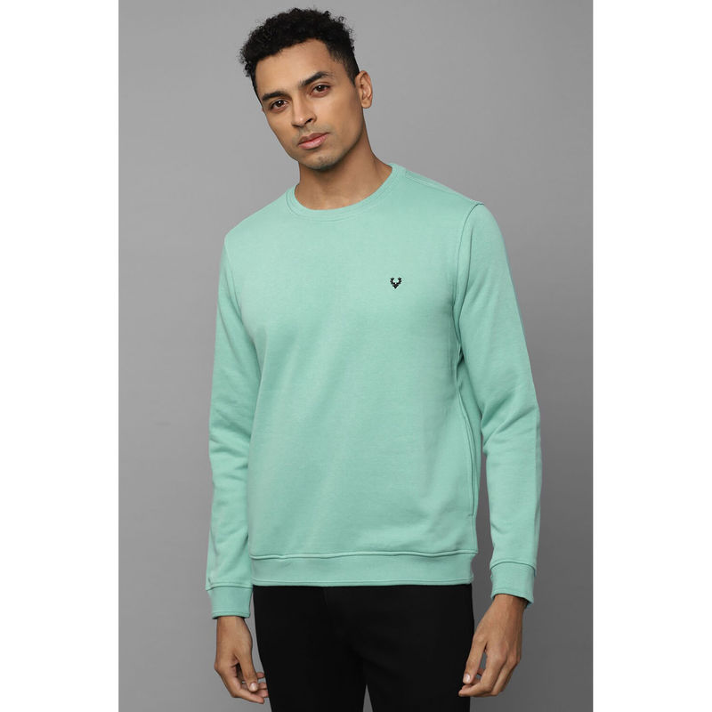 Allen Solly Mens Green Crew Neck Full Sleeves Casual Sweatshirt (S)