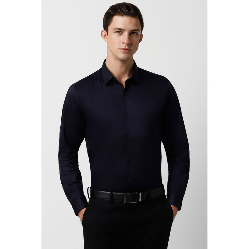 Peter England Mens Navy Slim Fit Full Sleeves Formal Shirt (44)