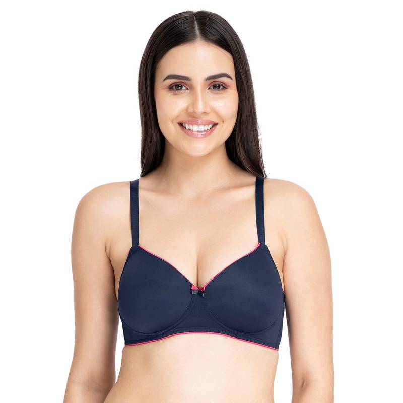Amante Solid Padded Non-Wired Full Coverage T-shirt Bra - Blue (36B)