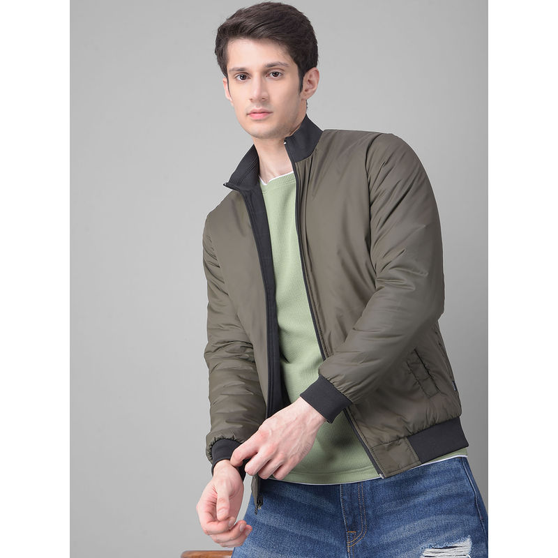 CRIMSOUNE CLUB Men's Olive Reversible Bomber Jacket (2XL)