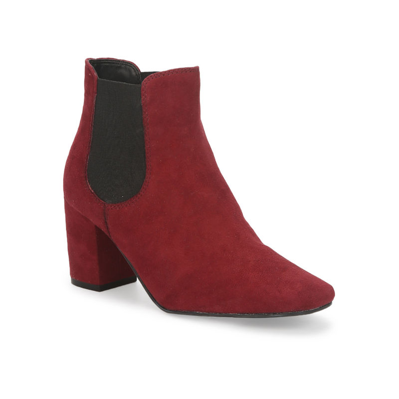 Truffle Collection Burgundy Suede Slip On Ankle Boots - UK 3