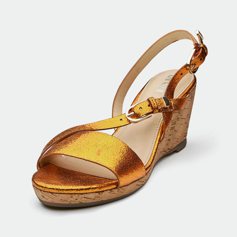 Oroh Dundee Orange Wedge Heel Sandals (EURO 36)