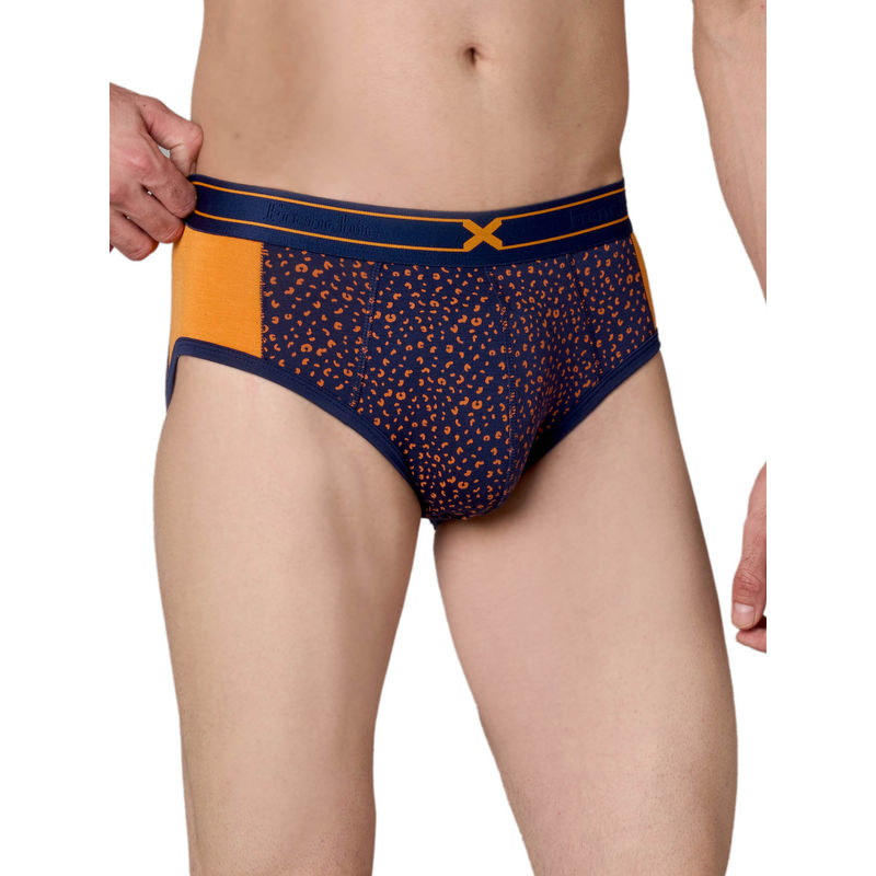 Frenchie X - LIT Men Leopard Printed Tencel Micro Modal Elastane Orange Briefs (S)