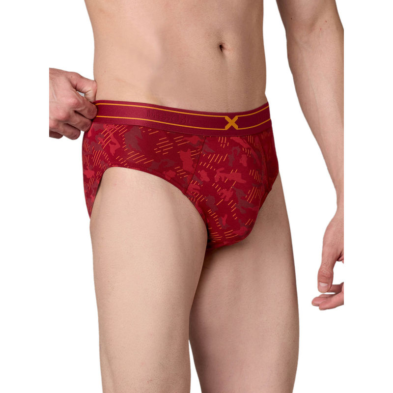 Frenchie X - RAGE Men Printed Tencel Micro Modal Elastane Red Briefs (S)