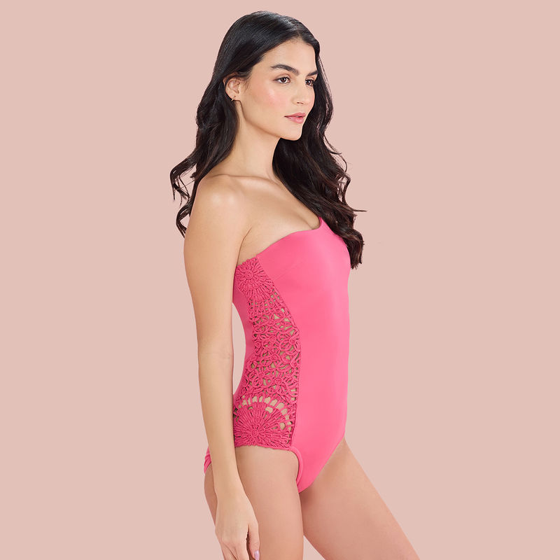 Nykd by Nykaa Chic One-Shoulder Swimwear NYSW15 Pink (XL)