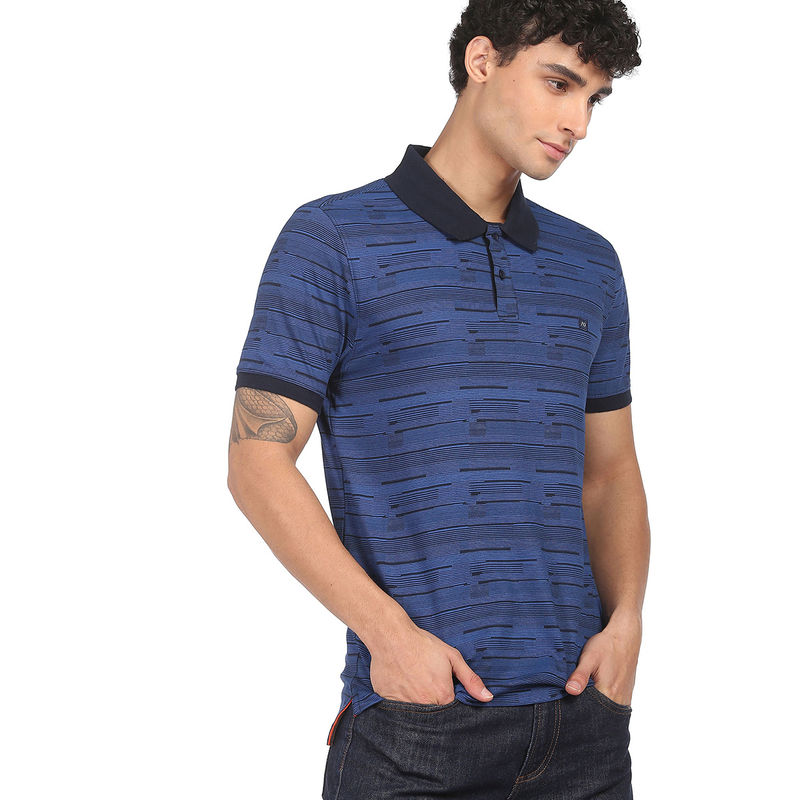 AD By Arvind Men Blue Cotton Printed Polo Shirt: Buy AD By Arvind Men ...