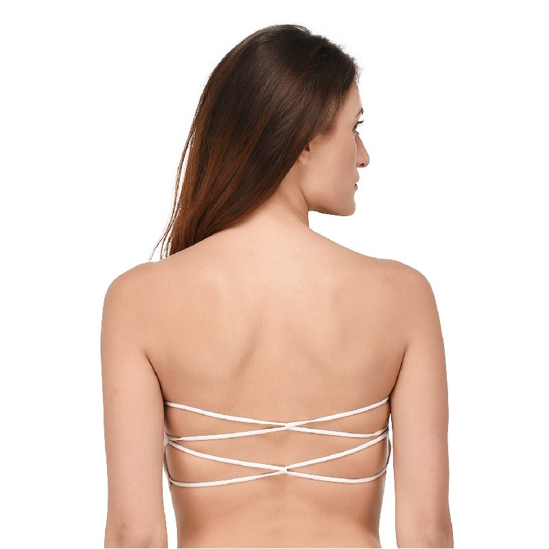 PrettyCat Strapless Back-Strings Fashion Bra - White (34B)