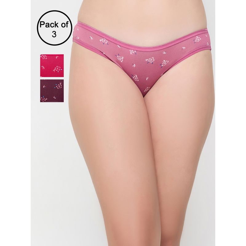 Clovia Cotton Spandex High Waist Outer Elastic Bikini Panty - Multi-Color (Pack of 3) (2XL)