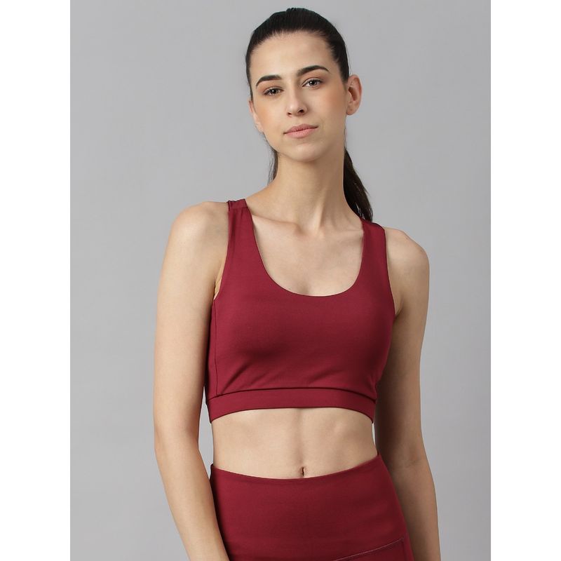 Alcis Women Red Plum Anti Static Slim Fit Low Impact Sports Bra Buy