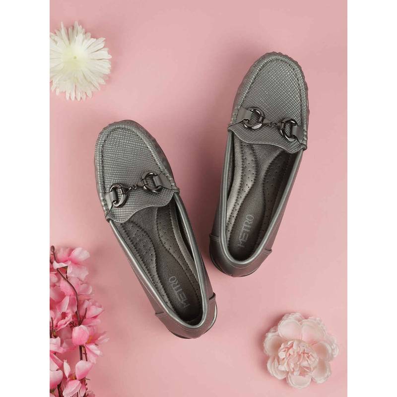 Metro Women Grey Slip On Casual Loafers (EURO 36)